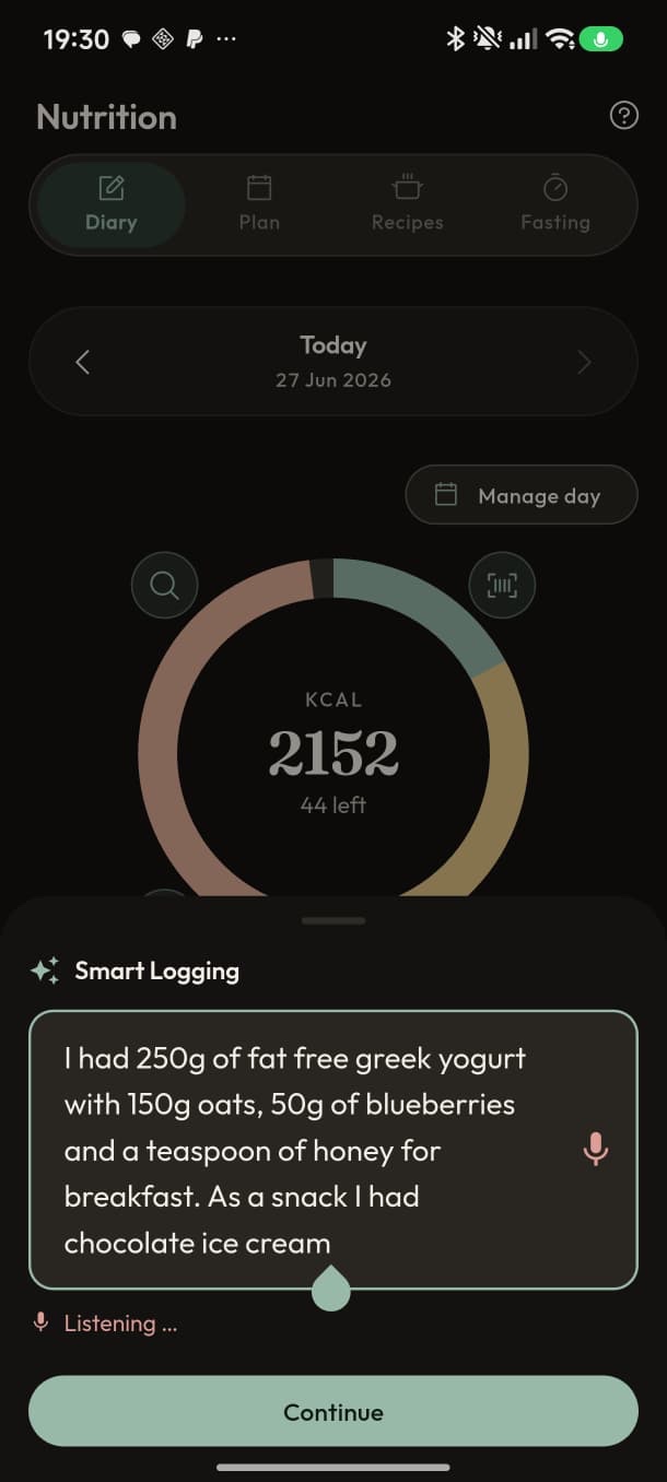 Smart-Logging: a meal described in one line, recognised and ready to log